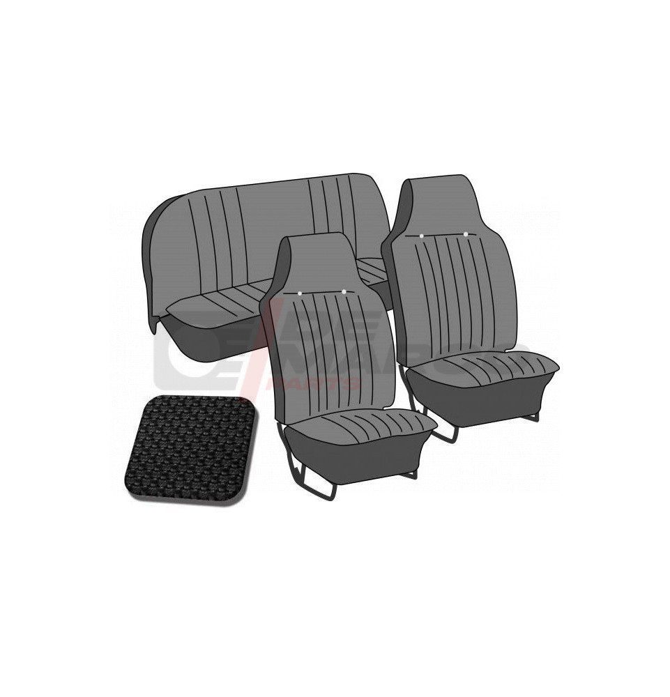 Set seat covers ''basket weave'' black, with integrated wide headrest for convertible Beetle from 08/1968 to 07/1969