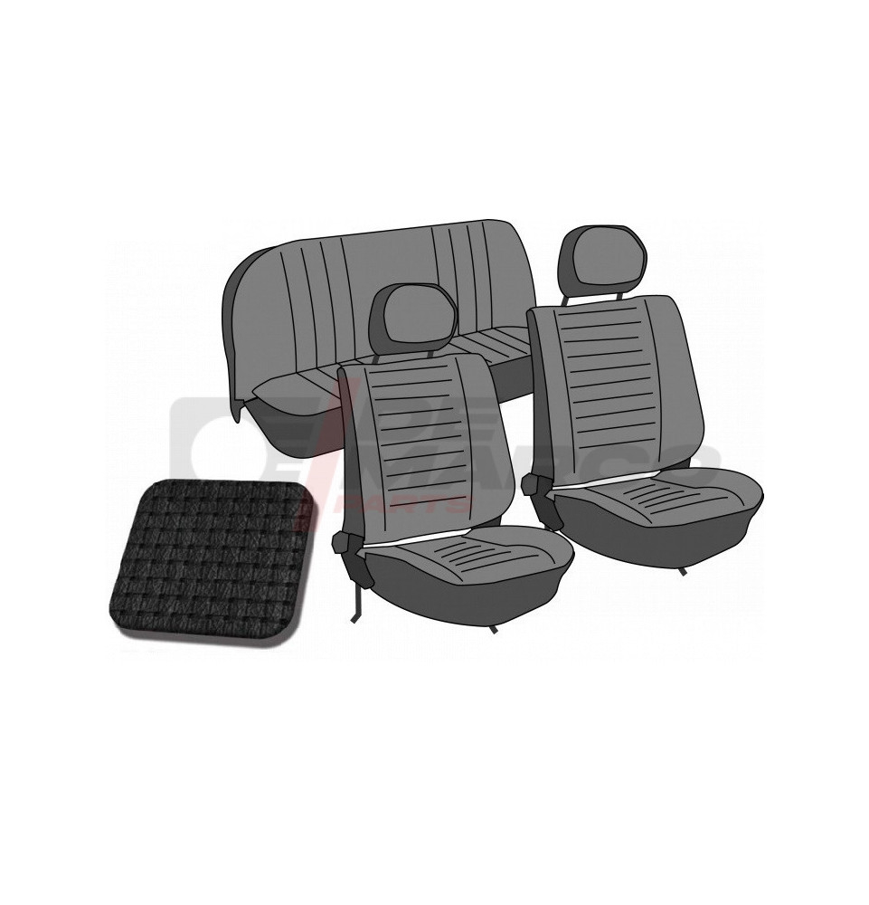 Set seat covers ''square weave'' black, for convertible Super Beetle 1303 from 08/1976 to 07/1979