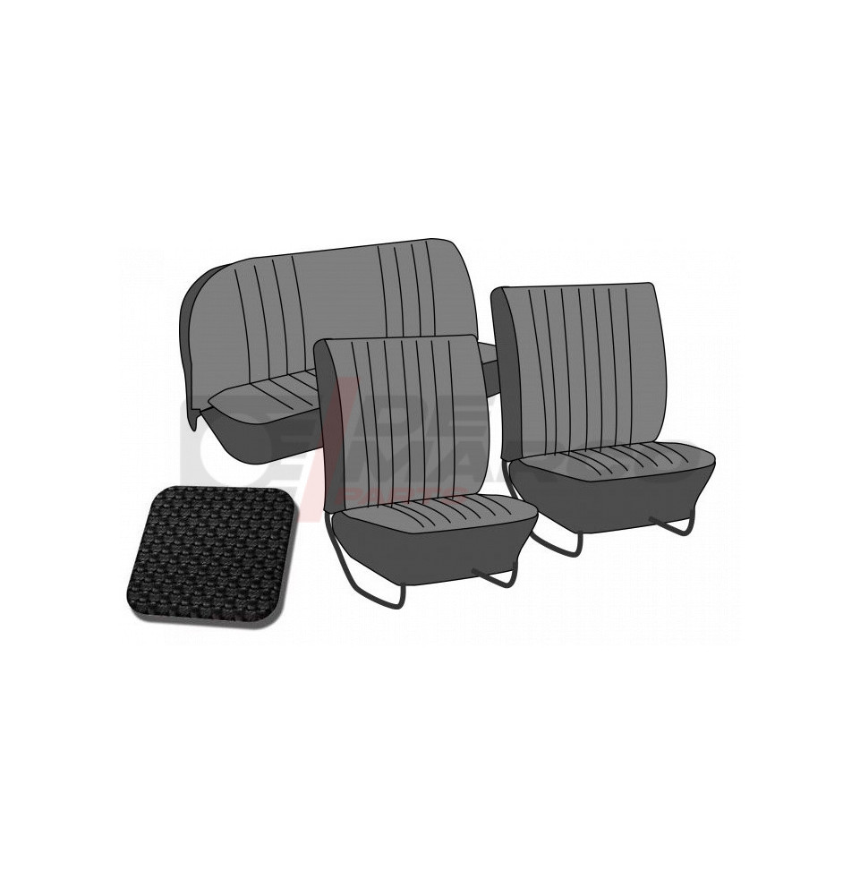 Set seat covers ''basket weave'' black, for convertible Super Beetle 1303 from 08/1973 to 07/1976