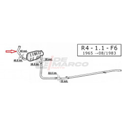 Tubo scarico marmitta Renault 4 956-1108cc, R4 F4, R4 F6