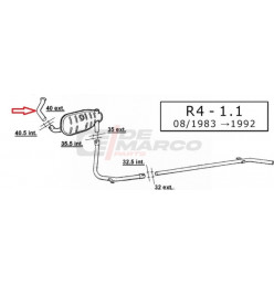 Tubo scarico marmitta Renault 4 956-1108cc, R4 F4, R4 F6