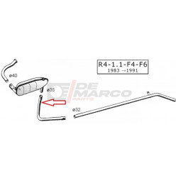 Tubo scarico centrale R4 1108cc, R4 F4, R4 F6