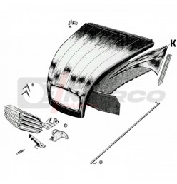 Fianchetto anteriore sinistro zincato parafango e cofano Citroen 2CV