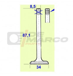 Soupape d'échappement 34x87,1x8,5mm pour moteurs 602cc