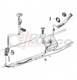 Grey gasket for fuel filler neck on fender