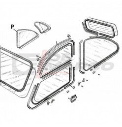 Rear seal glass door for Citroen 2CV