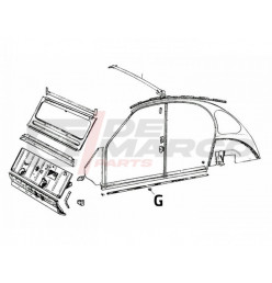 Clip for the box sills trim, for Citroen 2CV