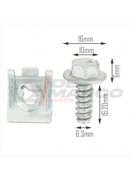 Body fixing screw with clip for Renault 4