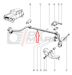 Barra stabilizzatrice anteriore 12mm zincata per Renault 4 R4, R6