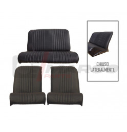 Complete seat cover kit in black perforated skai for Citroen 2CV, Dyane