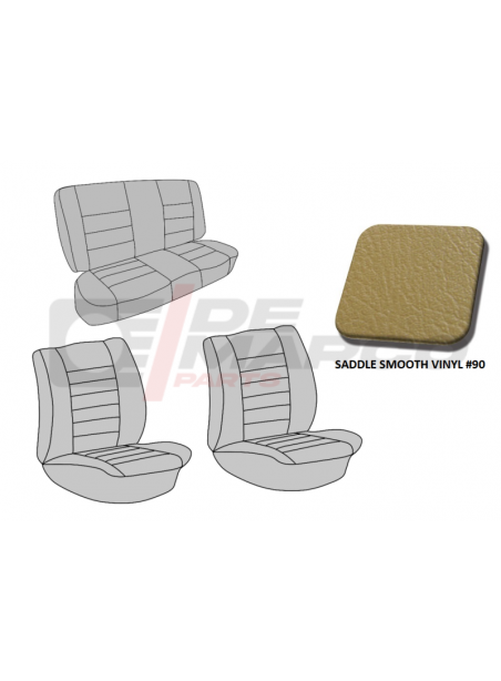 Jeu de housses de sièges en "vinyle lisse" pour Coccinelle Cabrio 1303 de 08/1973 à 07/1976