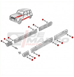 Set 12 tappi grigi per modanature in plastica carrozzeria, Renault 4