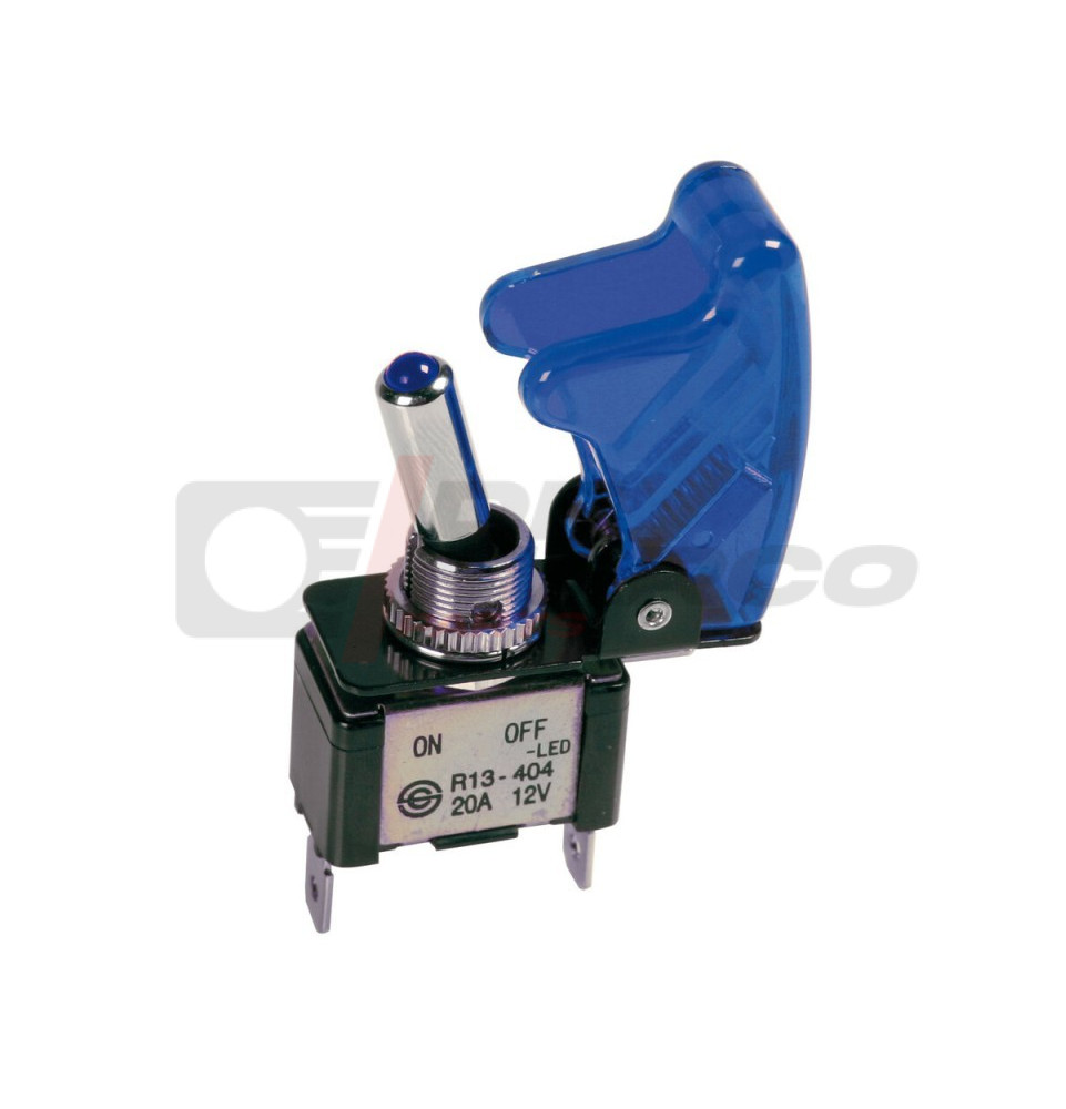 Racing toggle switch with blue led light and safety cover colour matching