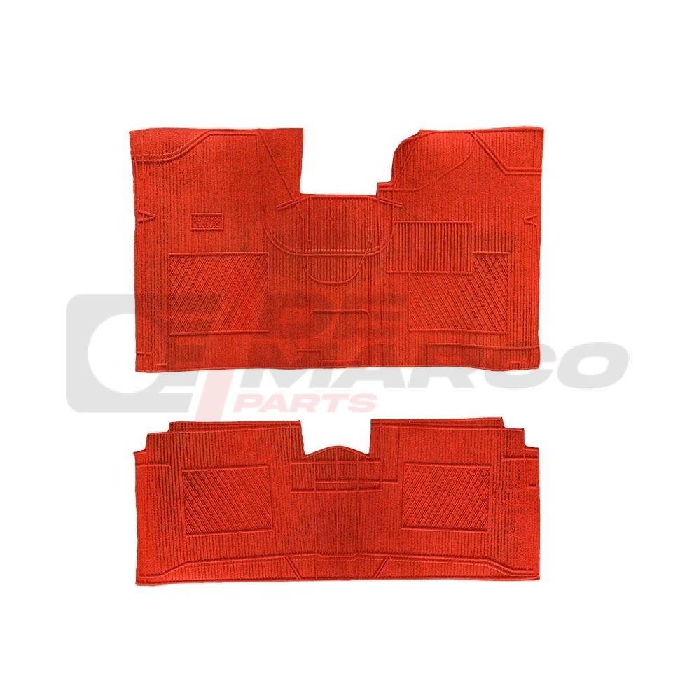 Set de Tapis Rouges en Caoutchouc/Moquette pour Renault 4 et R4 F4 (2 pièces)