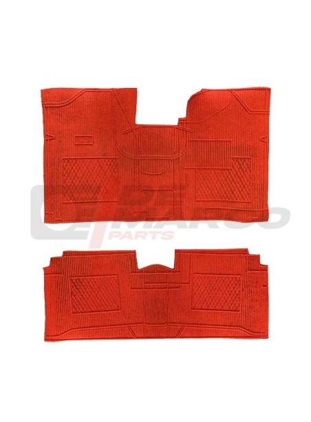 Set de Tapis Rouges en Caoutchouc/Moquette pour Renault 4 et R4 F4 (2 pièces)