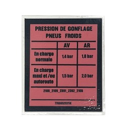 Autocollant de pression des pneus Renault 4 F4 Fourgonette