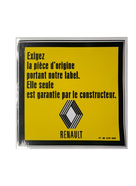 Autocollant Renault "EXIGEZ LA PIÈCE D'ORIGINE"