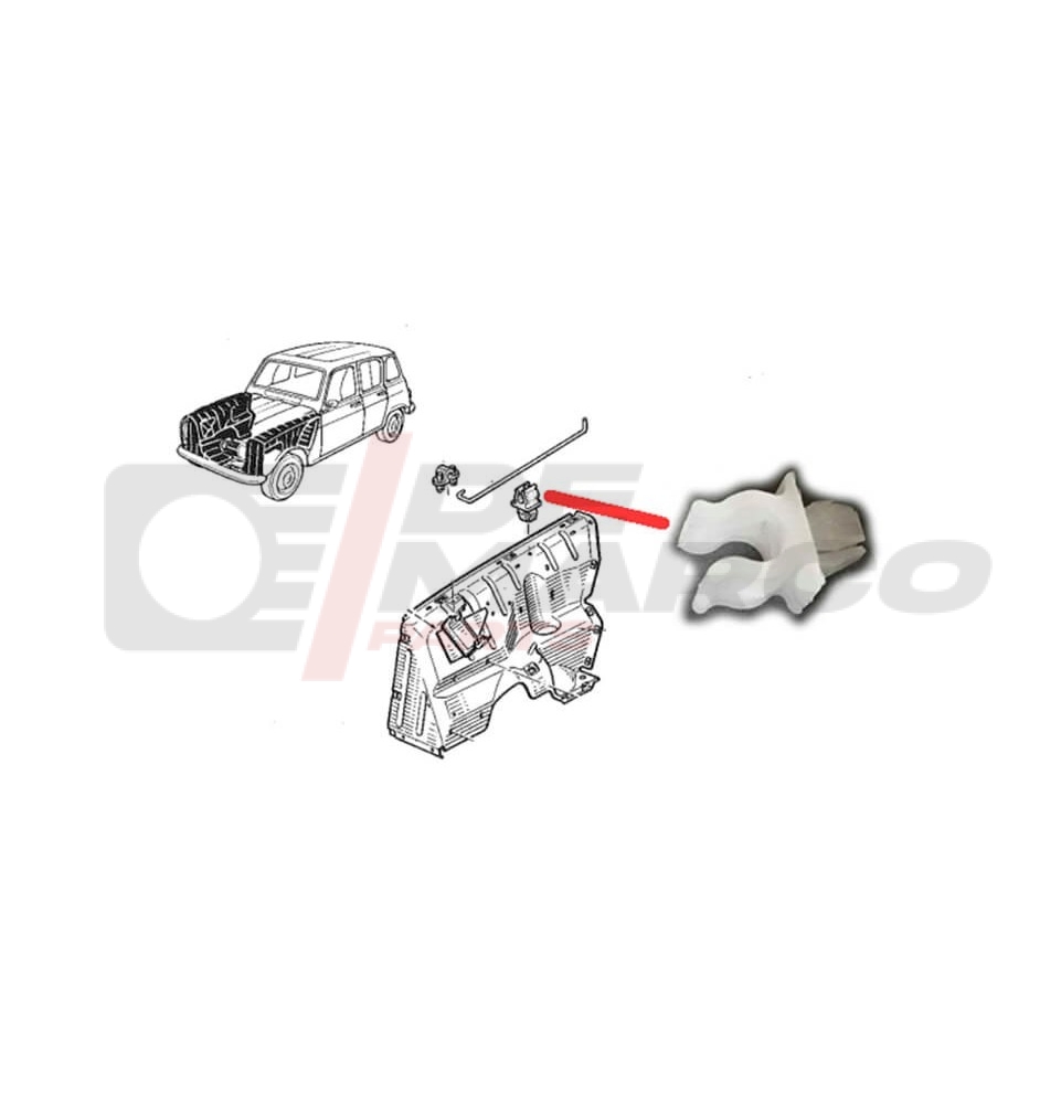 clamp for securing the front hood rod on renault 4