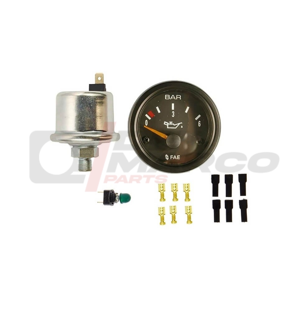 Oil pressure gauge kit 0-6 BARS for Renault 4, R5, R6, 2CV...