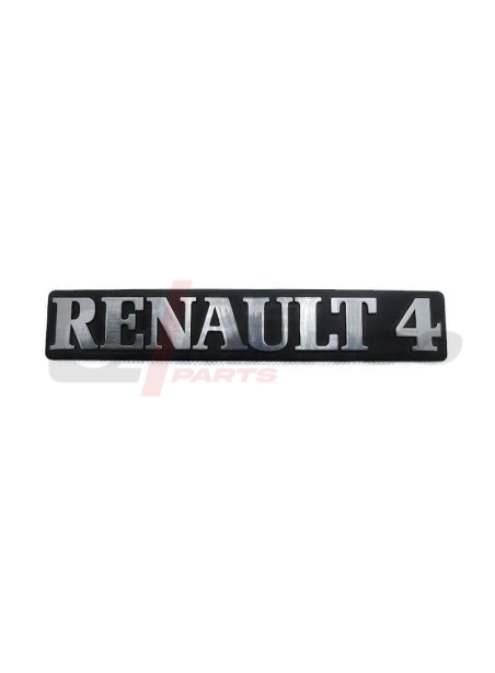 Écriture chromée "Renault 4" avec base en plastique noir