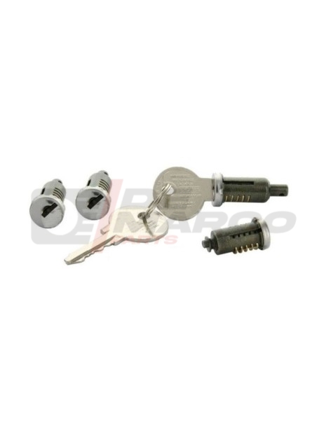 Kit complet avec 4 cylindres de serrure de portes, hayon et bouchon d'essence Renault 4, R5, R6, R12, R15, R17