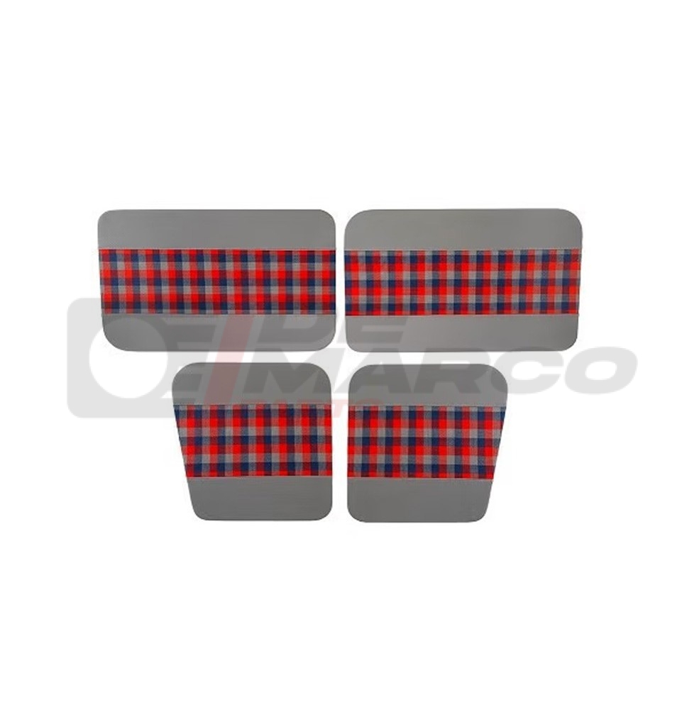 Set de 4 Panneaux de Portes "Écossais" Gris-Rouge-Bleu pour Renault 4