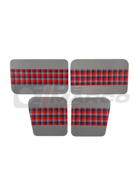 Set de 4 Panneaux de Portes "Écossais" Gris-Rouge-Bleu pour Renault 4