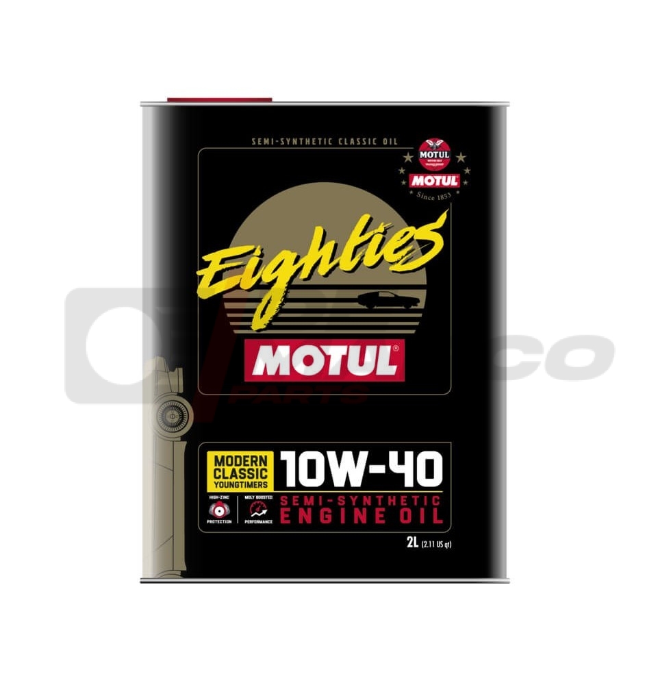 Huile moteur multigrade semi-synthétique Motul 10w40 ''Eighties'', pour voitures anciennes