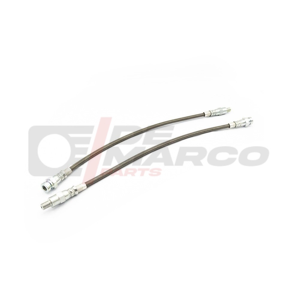 Pair of steel brake lines for front disc brakes on vintage Renault 4 vehicles