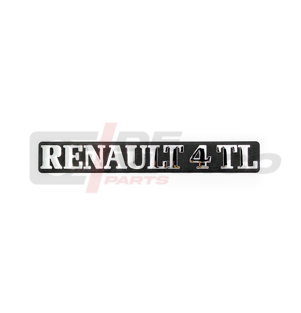 Inscription chromée RENAULT 4 TL avec base en plastique noir