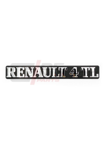 Chrome RENAULT 4 TL inscription with black plastic base